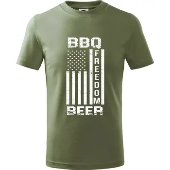 Chlapecké tričko USA BBQ Freedom beer - Tričko dětské bavlněné - 122 cm/6 let ( Khaki )