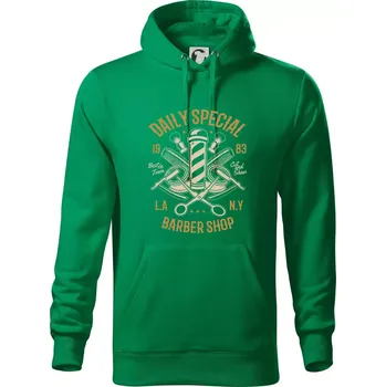 Pánská mikina Daily Special Barber Shop - Mikina pánská Cape s kapucí - 3XL ( Středně zelená )