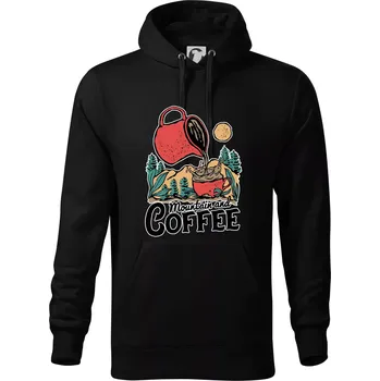 Pánská mikina Mountain and Coffee - Mikina pánská Cape s kapucí - 5XL ( Černá )