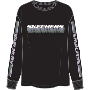Dámské tričko Skechers Stacked Ls Tee dámské tričko Black 14 (L)
