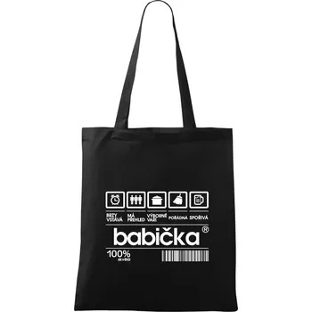 Nákupní taška Čárový kód babička - Taška bavlněná - 42 x 38 cm ( Černá )