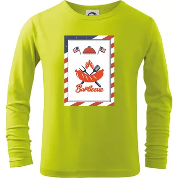 Chlapecké oblečení USA BBQ POSTER - Triko dětské Long Sleeve - 134 cm/8 let ( Limetková )