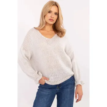 Dámský svetr Dámský svetr světle šedý béžový, světle šedá one size i10_P73732_1:1217_2:416_