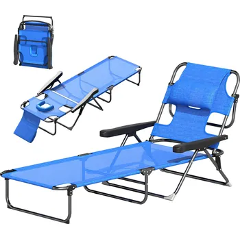 Zahradní lehátko Outsunny lehátko Zahradní lehátko Relaxační lehátko, skládací, odolné proti povětrnostním vlivům, 194 cm x 72 cm x 31 cm, černá + tmavě modrá barva