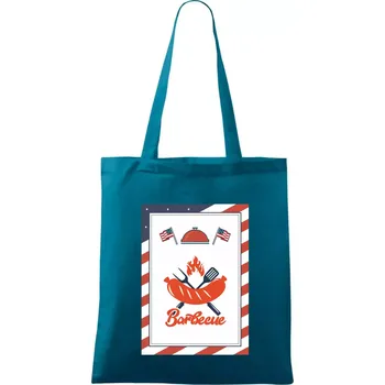 USA BBQ POSTER - Taška bavlněná - 42 x 38 cm ( Petrolejová )