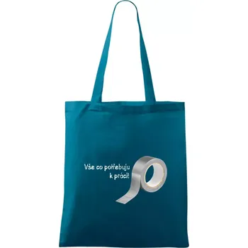 Vse co potřebuju k práci - Lepící páska - Taška bavlněná - 42 x 38 cm ( Petrolejová )