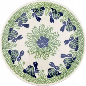 Talíř Snídaňový talíř 18 cm Zajíci dek. P324 Keramika Bolesławiec