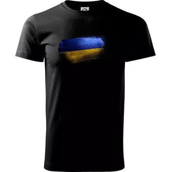 Pánské tričko Ukrajina vlajka kreslená štětkou - Triko extra velké (5-8XL) - 7XL ( Černá )