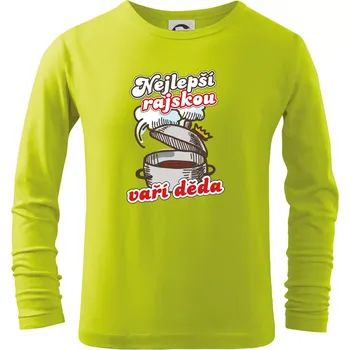 Nejlepší rajskou vaří děda - Triko dětské Long Sleeve - 122 cm/6 let ( Limetková )
