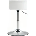 HOMCOM Barová židle, Čalouněná barová židle s kovovým rámem, vzhled kabelu, výškově nastavitelná, otočná o 360° Bílá