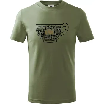 Káva - hrníček názvy - Tričko dětské bavlněné - 98 cm / 2 roky ( Khaki )