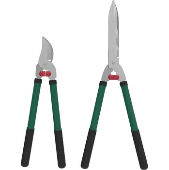 Nůžky na větve Sada zahradních nůžek Outsunny 2-dílné nůžky na větve o délce 40 cm s kovovými čepelemi s nepřilnavým povrchem