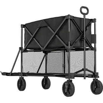 Zahradní vozík Zahradní vozík Outsunny Nosnost 200 kg Dvoustupňový přepravní vozík s odnímatelnou plachtou 369,5 l Černá barva