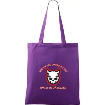Nechte mě improvizovat, umím to ďábelsky - Taška bavlněná - 42 x 38 cm ( Fialová )