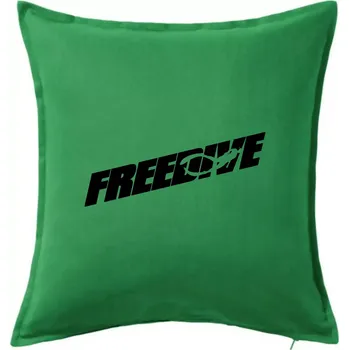 Polštář Freedive - nápis s potápěčem - Polštář 50x50 - 50x50 - Pouze potah ( Středně zelená )