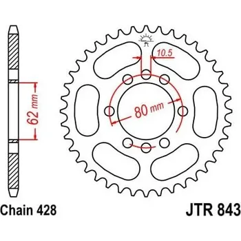 Nářadí na motocykly Řetězová rozeta JT JTR 843-53 53 zubů, 428 JTR843.53