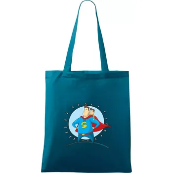 Táta superman - kluk - Taška bavlněná - 42 x 38 cm ( Petrolejová )