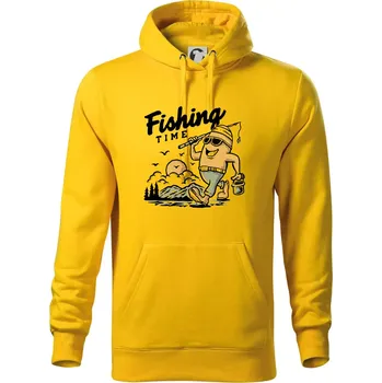 Pánská mikina Fishing Time na výletě - Mikina pánská Cape s kapucí - S ( Žlutá )