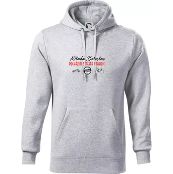 Pánská mikina Mladá Boleslav město s tradicí - Mikina pánská Cape s kapucí - 5XL ( Světlešedý Melír )