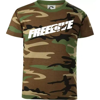 Chlapecké tričko Freedive - nápis s potápěčem - Dětské maskáčové triko - 146 cm/10 let ( Hnědý maskáč )