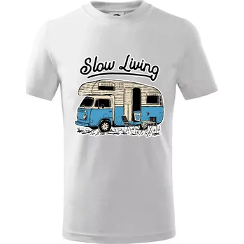 Chlapecké tričko Slow living obytňák - Tričko dětské bavlněné - 98 cm / 2 roky ( Bílá )
