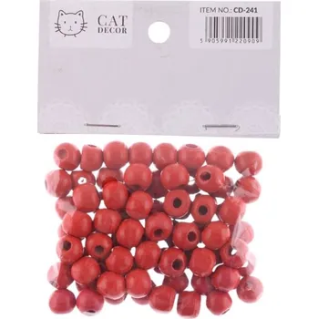 Dětské navlékací korálky Korálky 10mm, 76ks dřevěné, RED