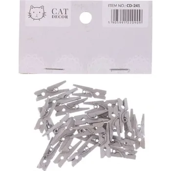 Vánoční dekorace Kolíček dřevo 24ks stříbrné 2,5cm