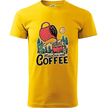 Pánské tričko Mountain and Coffee - Triko extra velké (5-8XL) - 7XL ( Žlutá )