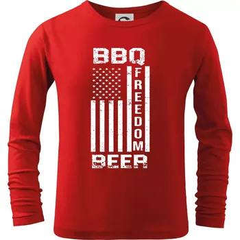 Chlapecké tričko USA BBQ Freedom beer - Triko dětské Long Sleeve - 122 cm/6 let ( Červená )