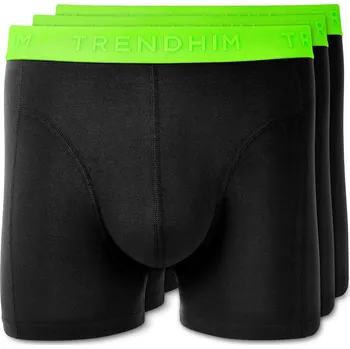 Boxerky M - FlexFeel | Balení 3 ks černých bavlněných boxerek s neonově zeleným pasem - Trendhim