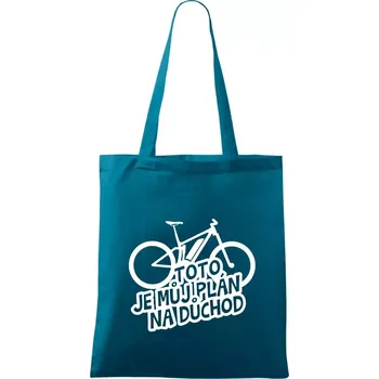 Nákupní taška Ebike plán na důchod - Taška bavlněná - 42 x 38 cm ( Petrolejová )