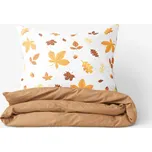Bavlněné povlečení Duo - Podzimní listí s hnědou 140 x 200 a 70 x 90 cm