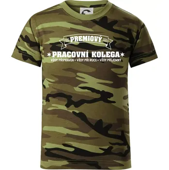 Chlapecké tričko Prémiový pracovní kolega - Dětské maskáčové triko - 122 cm/6 let ( Zelený maskáč )