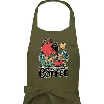 Kuchyňská zástěra Mountain and Coffee - Dámská zástěra na vaření - Univerzální velikost ( Khaki )