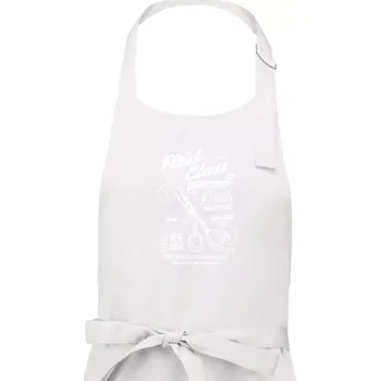Kuchyňská zástěra First Class Barber - Pánská zástěra na vaření - Univerzální velikost ( Bílá )