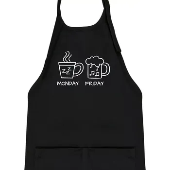 Kuchyňská zástěra Monday - Friday - Coffee Beer - Dětská zástěra na vaření - Univerzální velikost ( Černá )