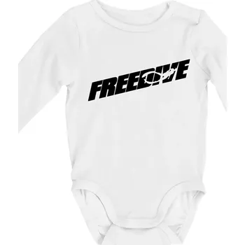 Freedive - nápis s potápěčem - Body kojenecké s dlouhým rukávem - Dlouhý r. 3-6 měs ( Bílá )
