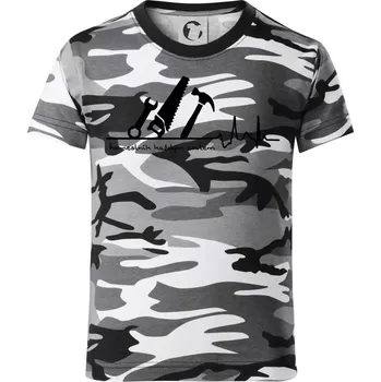 Chlapecké tričko Ekg řemeslník každým coulem - Dětské maskáčové triko - 122 cm/6 let ( Šedý maskáč )