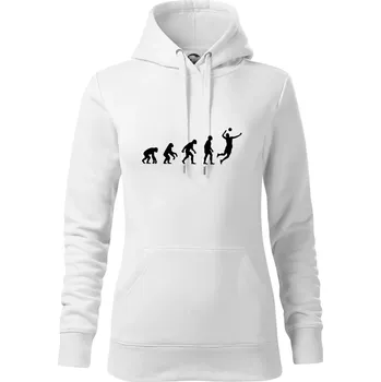 Dámská mikina Evoluce volejbal smeč - Mikina dámská Cape s kapucí - 2XL ( Bílá )