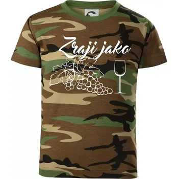 Chlapecké tričko Zraji jako víno - Dětské maskáčové triko - 122 cm/6 let ( Hnědý maskáč )
