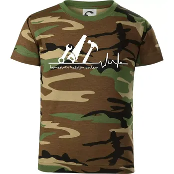 Chlapecké tričko Ekg řemeslník každým coulem - Dětské maskáčové triko - 104-110cm / 3-4 roky ( Hnědý maskáč )