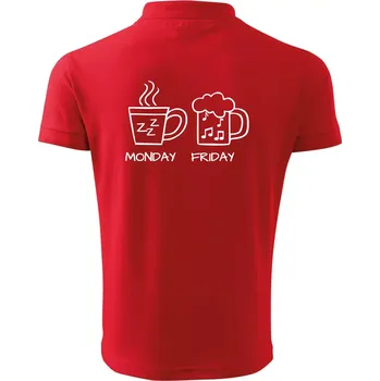Pánská košile Monday - Friday - Coffee Beer - Polokošile pánská Pique Polo 203 - 5XL ( Červená )