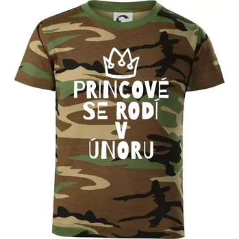 Princové se rodí v únoru - Dětské maskáčové triko - 134 cm/8 let ( Hnědý maskáč )