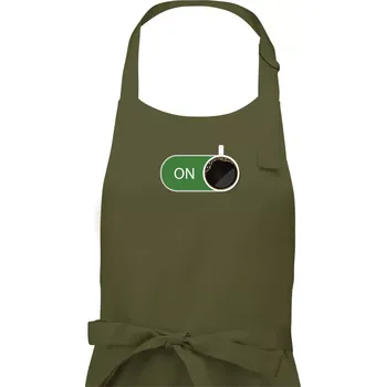 Kuchyňská zástěra Káva ON - Pánská zástěra na vaření - Univerzální velikost ( Khaki )
