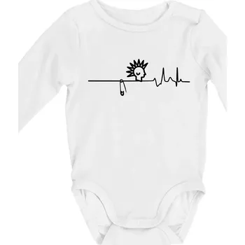 Ekg punk - Body kojenecké s dlouhým rukávem - Dlouhý r. do 3 měs ( Bílá )