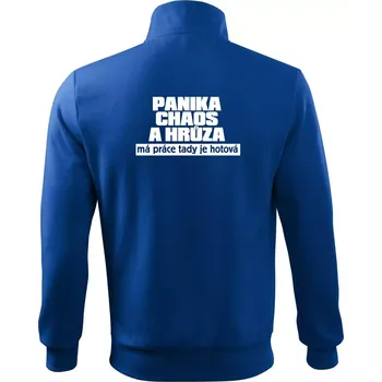 Pánská mikina Panika, chaos a hrůza - Mikina bez kapuce Adventure - 3XL ( Královská modrá )