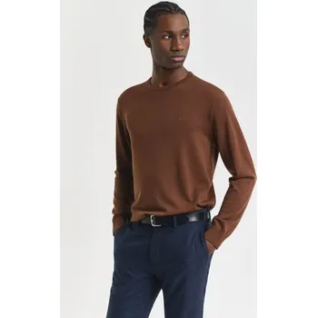 Pánské oblečení SVETR GANT EXTRAFINE MERINO WOOL C-NECK MAHOGANY BROWN