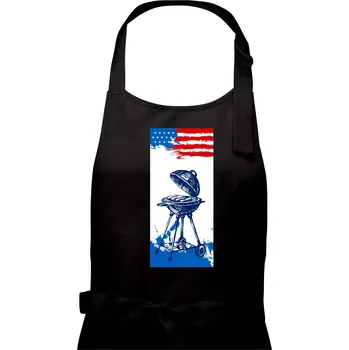 Kuchyňská zástěra USA BBQ draw grill - Dámská zástěra na vaření - Univerzální velikost ( Černá )