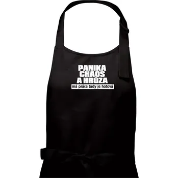 Kuchyňská zástěra Panika, chaos a hrůza - Dámská zástěra na vaření - Univerzální velikost ( Černá )