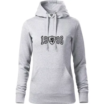 Dámská mikina Narozeninový motiv - znak - 1996 - Mikina dámská Cape s kapucí - 2XL ( Světlešedý Melír )